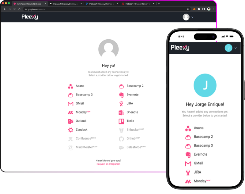 Pleexy's initial interface
