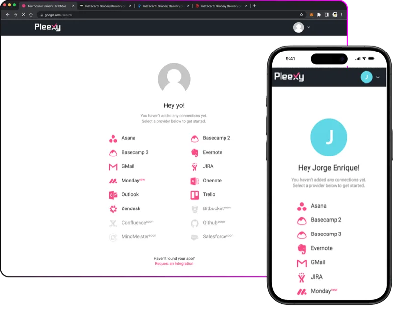 Pleexy's initial interface